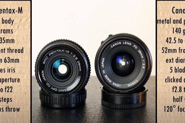 Canon FD 28mm f2.8 Vs SMC Pentax M 28mm F2.8 Vintage Lens Comparison